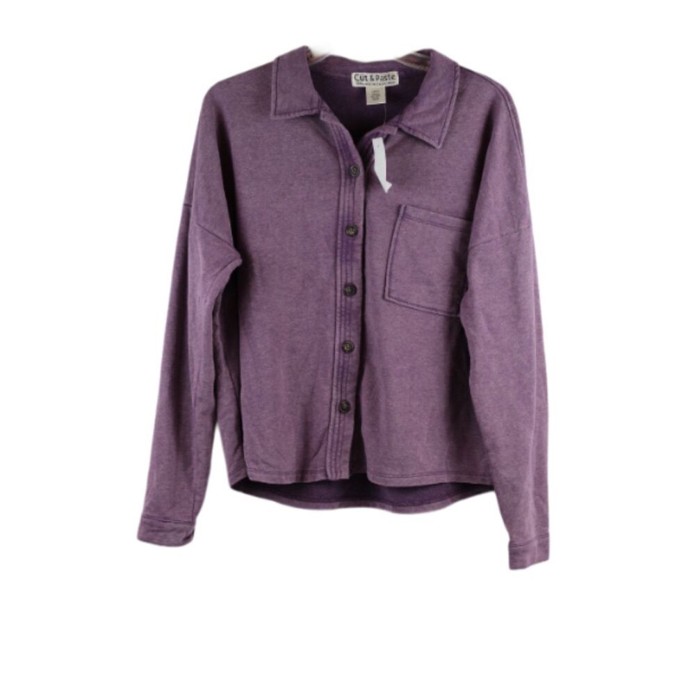 Cut & Paste Purple Women's Long Sleeve Shirt Full Button Closure X Small 019